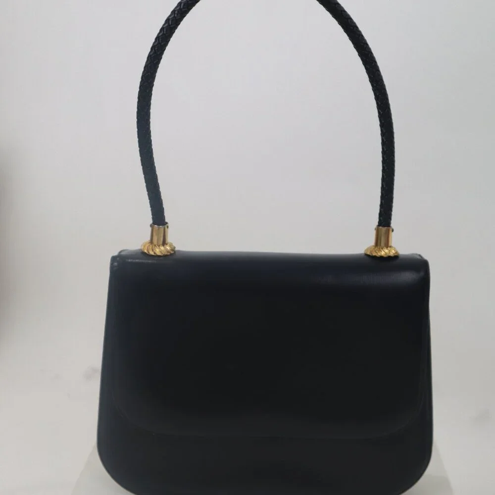 Vintage Black Large Leather Jackie O Handbag Purse Satchel Bags by Supreme EUC